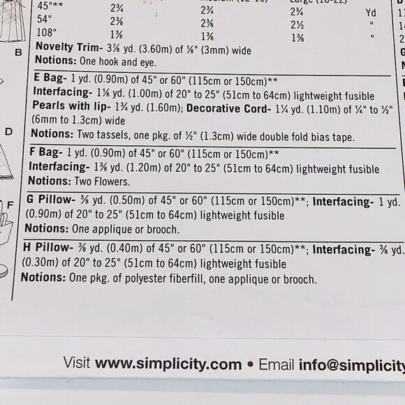 Simplicity Pattern 2610 Bridal Veil Accessories Capelet Ring Pillow Bag One Size - Picture 8 of 9